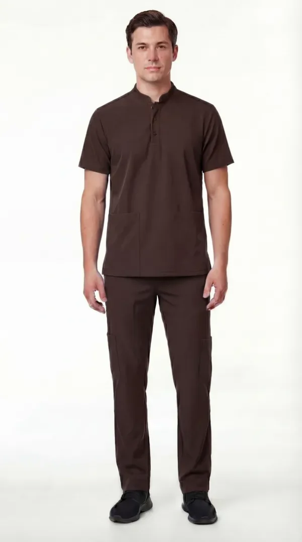 Men's Action Mandarin Button Scrub