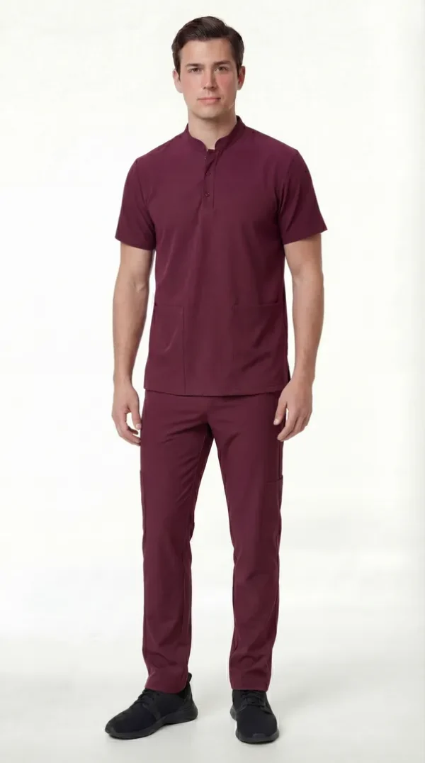 Men's Action Mandarin Button Scrub