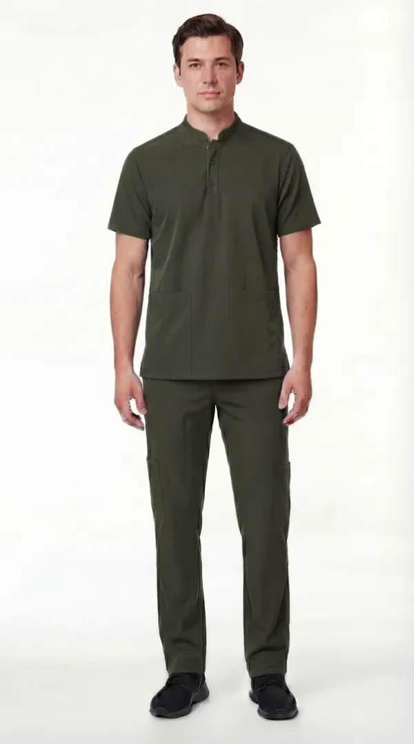 Men's Action Mandarin Button Scrub