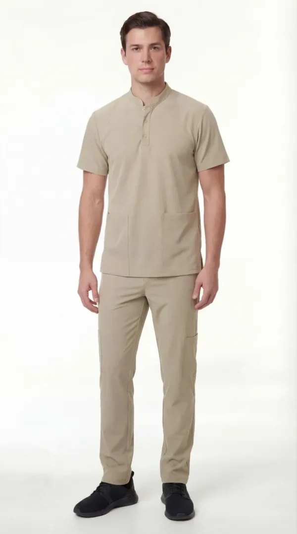 Men's Action Mandarin Button Scrub