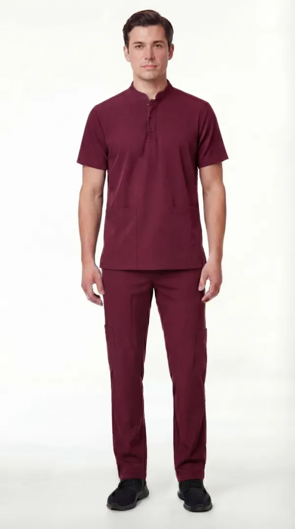 Men's Action Mandarin Button Scrub