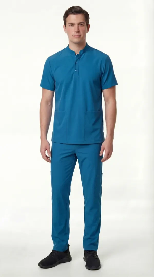 Men's Action Mandarin Button Scrub